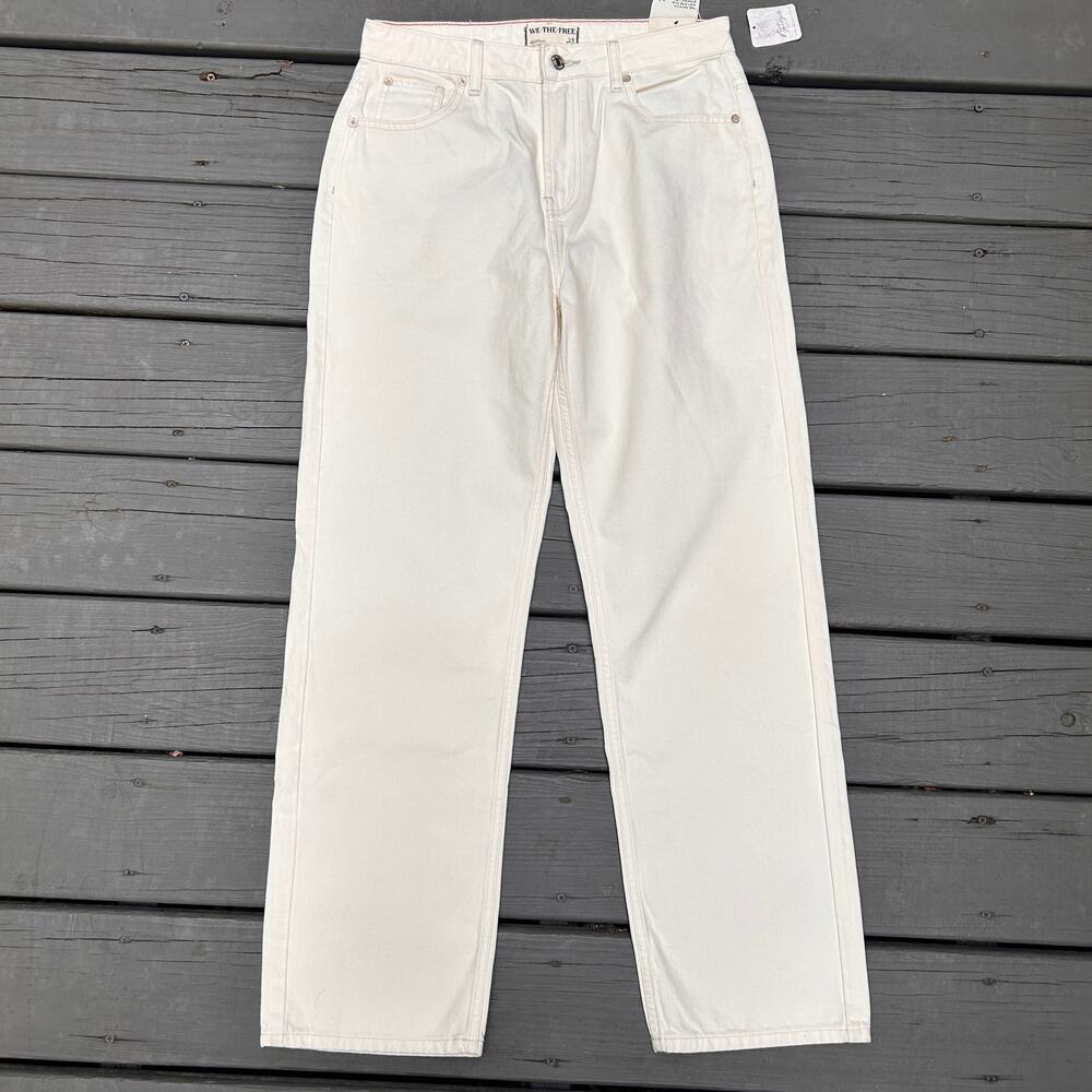 Free People We The Free Pacifica High Rise Slim Straight Jeans Ivory 29 NWT